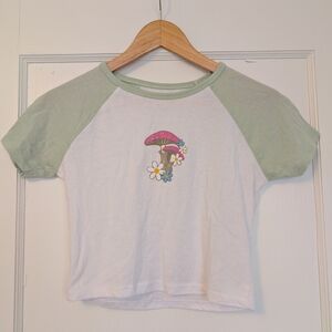 Bluenotes Tee with Mushroom and Floral Design